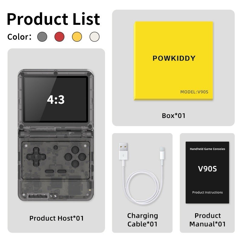 Powkiddy V90S 3.5 Inch Foldable Open Sourse Retro Flip Handheld Game Console
