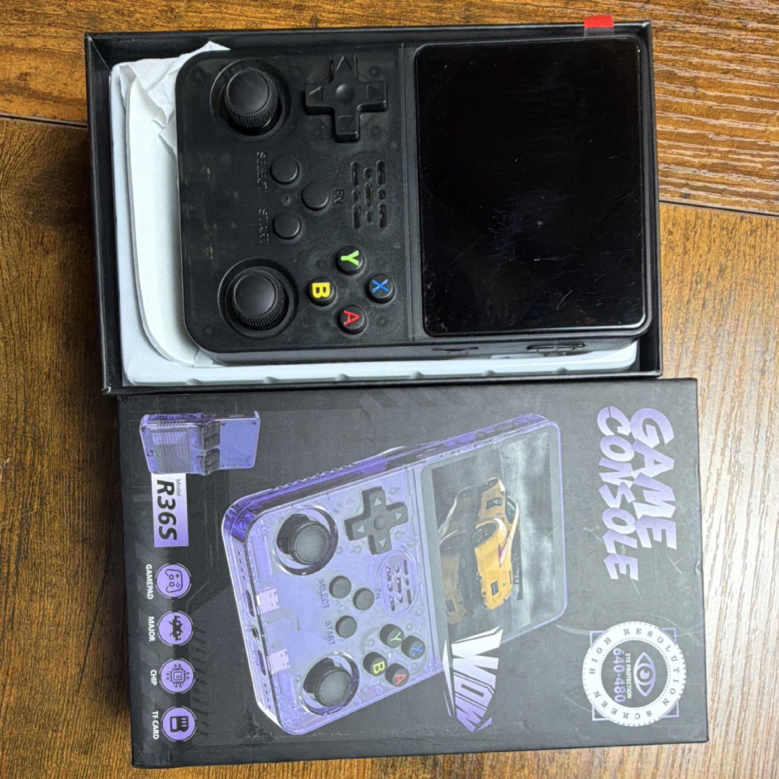R36S Handheld Game Console Black 640×480 TF Card Gamepad