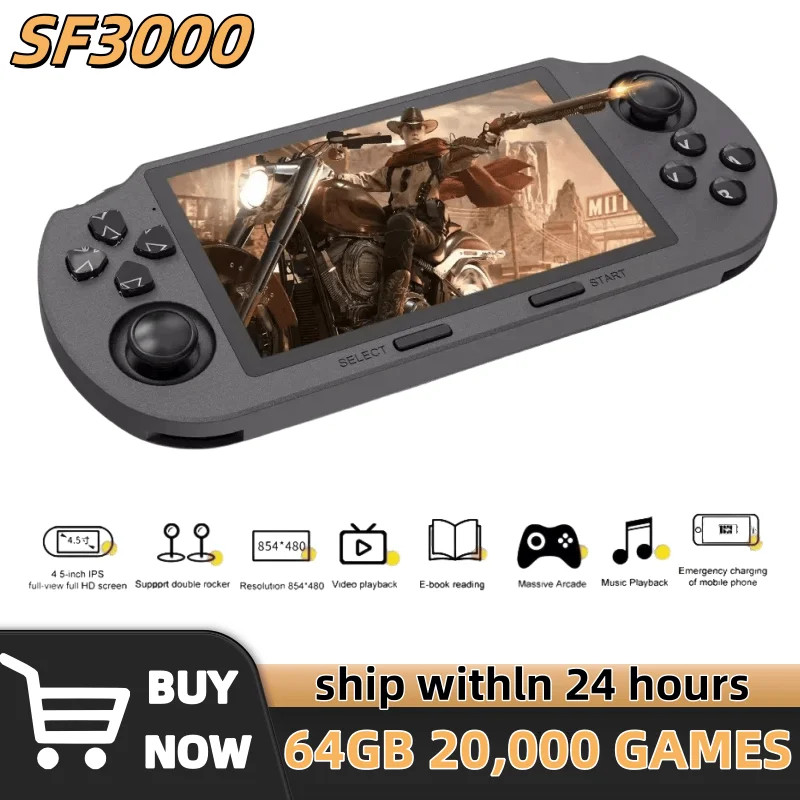 SF3000 Retro Handheld Video Game Console Linux System 4.5 Inch 854*480 IPS Scree