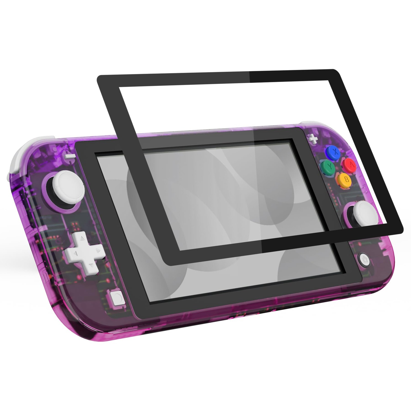 eXtremeRate Custom Case Cover for Switch Lite: Gradient Clear Purple Rose Red