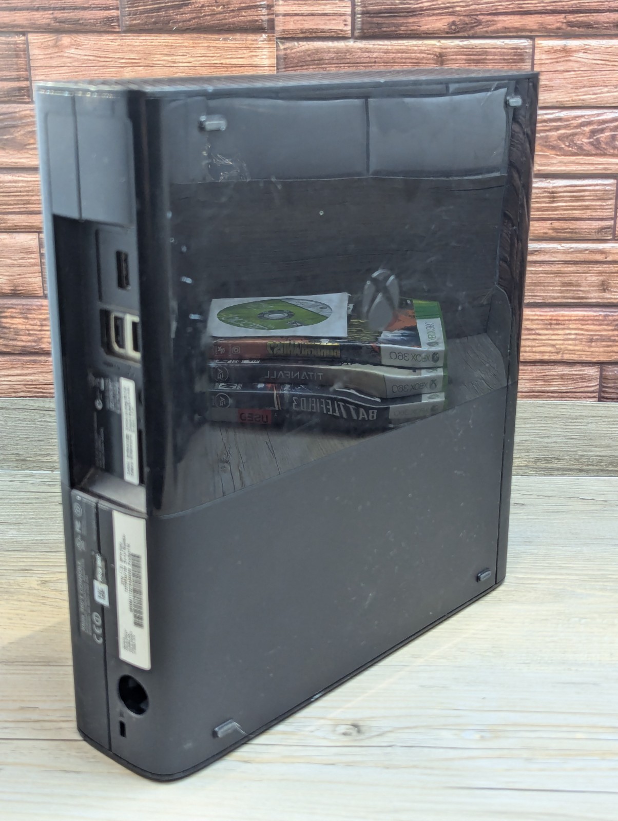Microsoft Xbox 360 E Console Model 1538 W/ 2 Controllers Cables & 5 Games