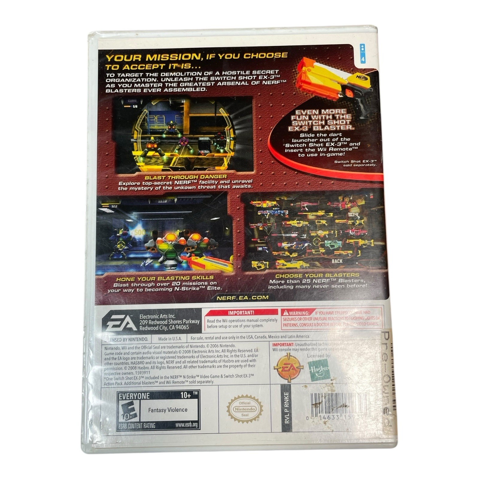 Nerf N-Strike Nintendo Wii Video Game Rated Everyone 10 Plus