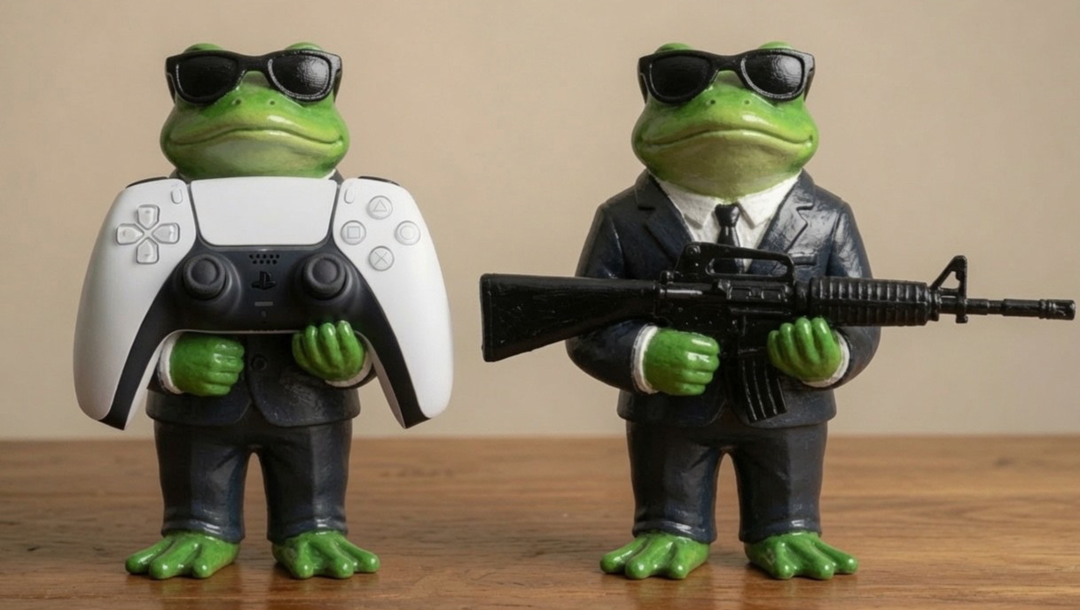 Gangster Frog PS5 DualSense Controller Stand HandPainted Gaming Setup Desk Decor