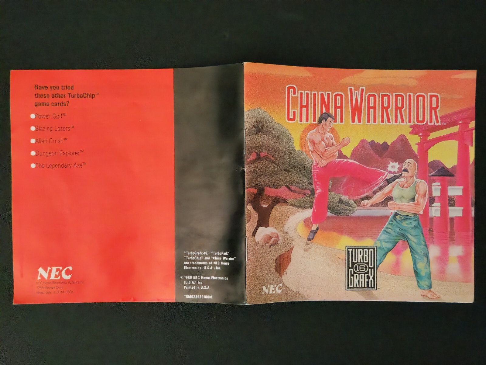 China Warrior(Nec TurboGrafx-16, 1989) Authentic & Complete with Case!