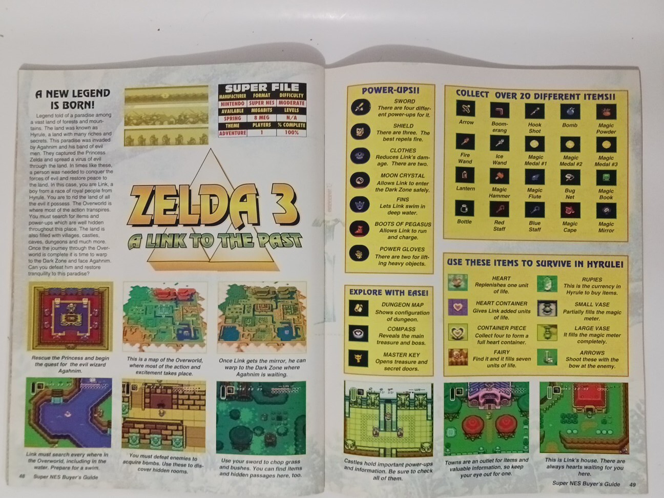 Super NES Buyer’s Guide May 1992 Vol.1 # 1 ,TMNT 4, Street Fighter II, Zelda 3