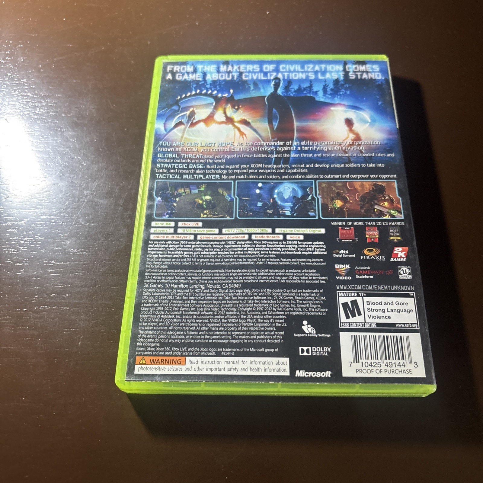 XCom Enemy Unknown (Microsoft XBOX 360, 2012) Game Complete With Booklet