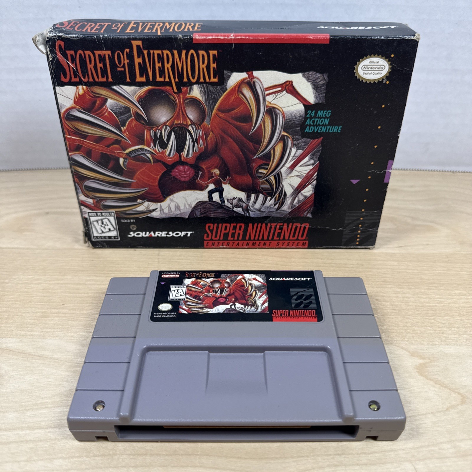 Secret of Evermore (Super Nintendo, 1995) SNES, Tested, Authentic, Game And Box