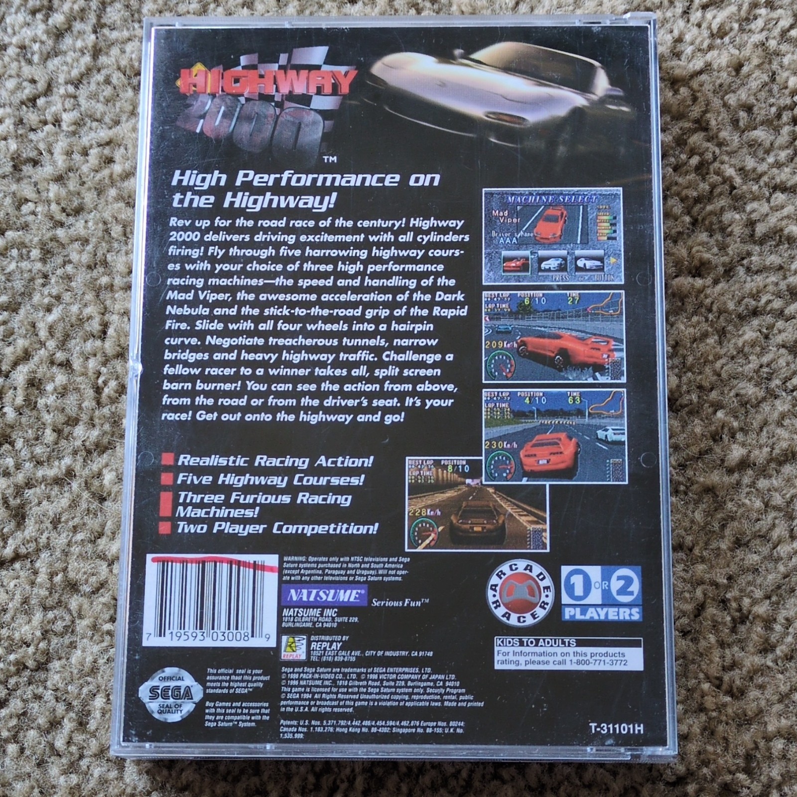 Natsume Highway 2000 Sega Saturn 1996 Racing Arcade Two Player NTSC-U/C