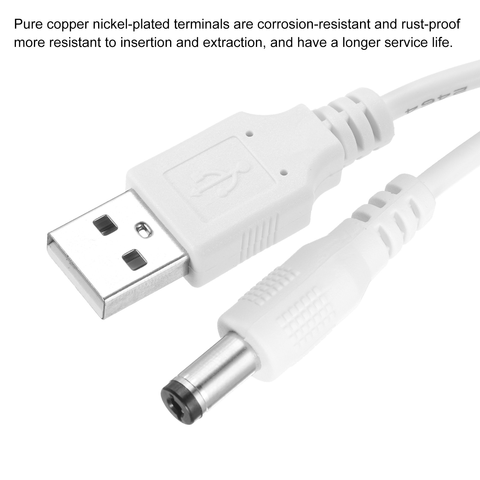 USB-DC Cable 5V 2A 5.5×2.5mm (1m, White)