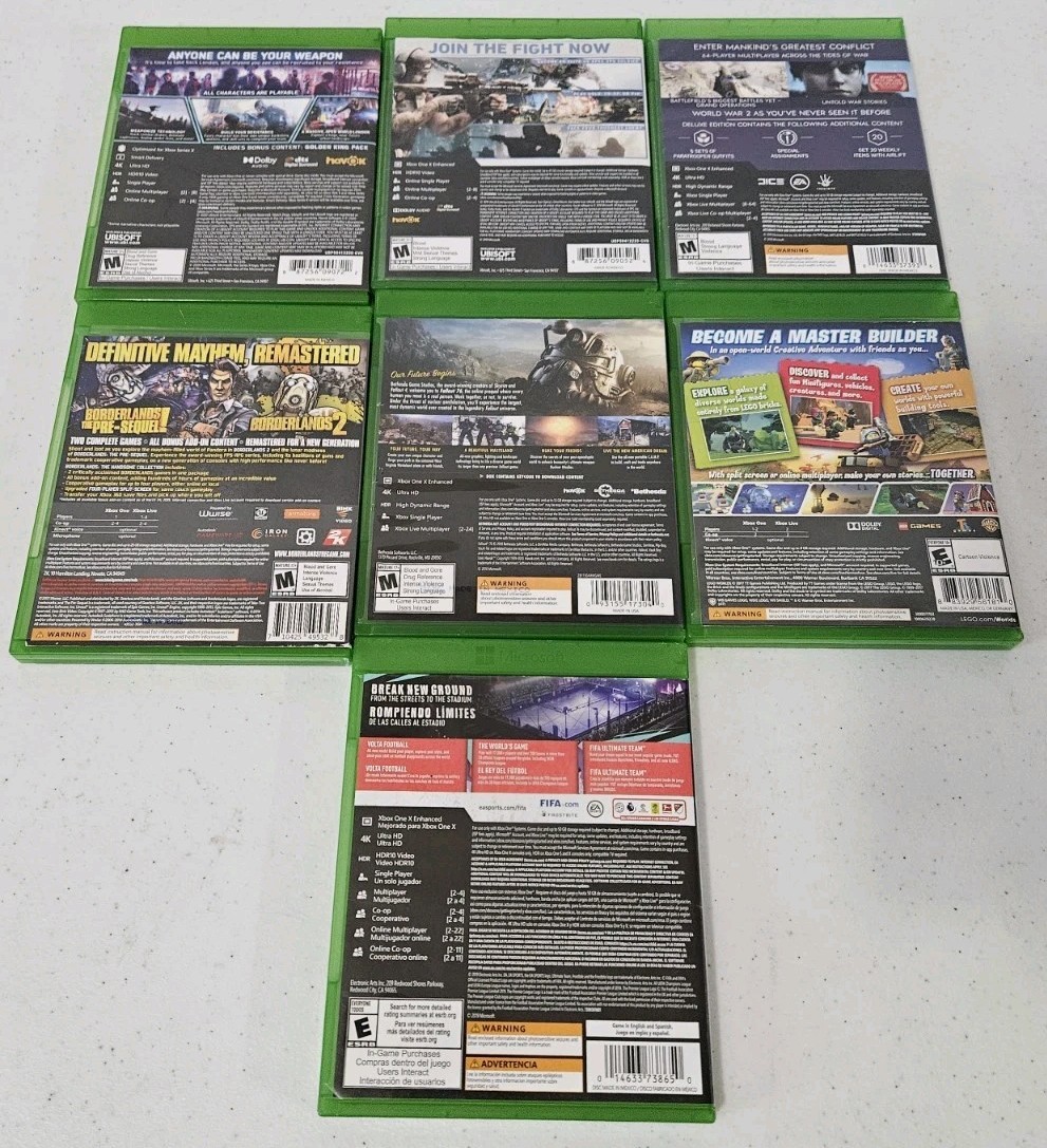 Lot of 7 Popular Microsoft Xbox One Games Watch Dogs Fallout Borderlands Lego