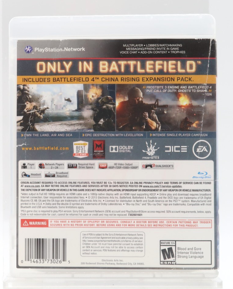 Battlefield 4 (Sony PlayStation 3, 2013) Used Complete