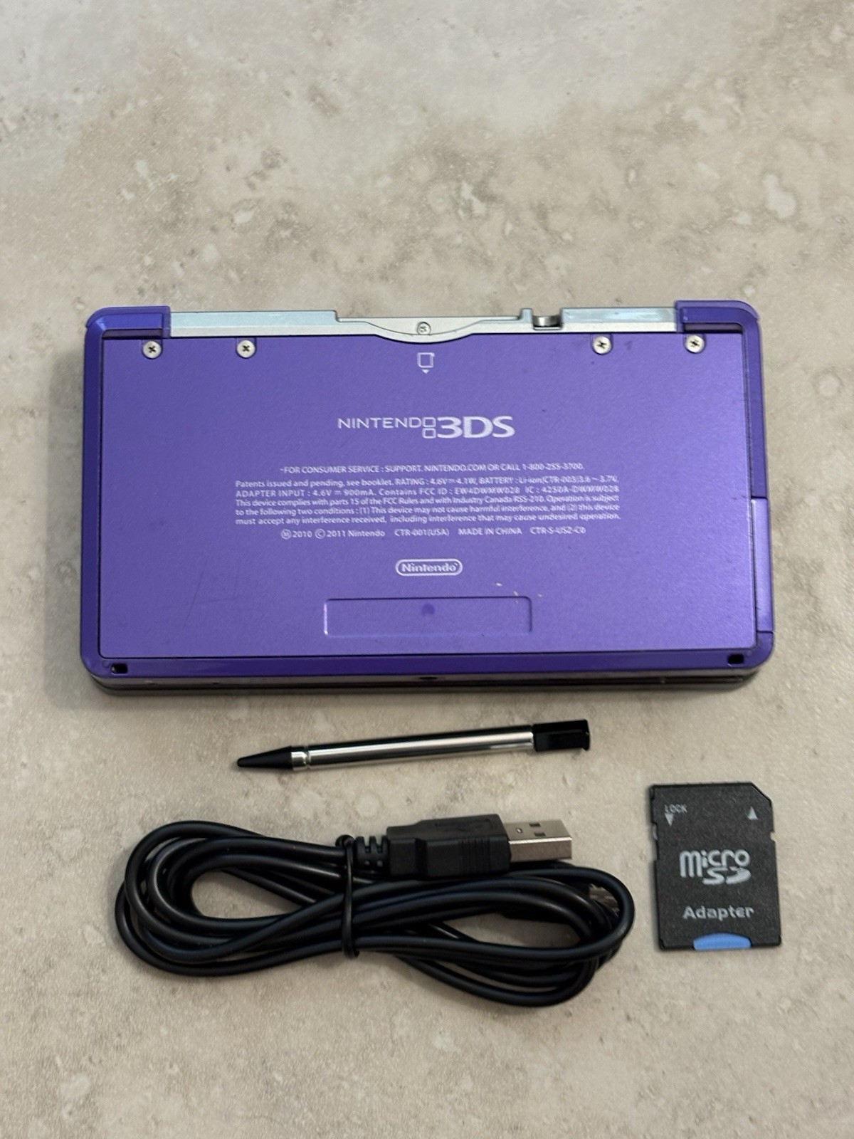 Nintendo 3ds Midnight Purple Near mint Condition USA Region With Charger