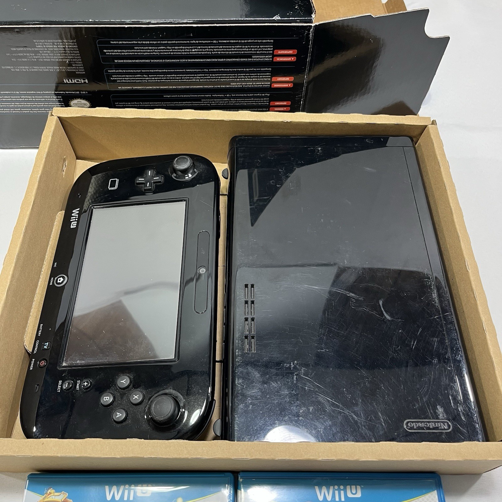 Nintendo Wii U 32 GB Super Mario 3D World Deluxe Set – Black CIB W/ Games WORKS