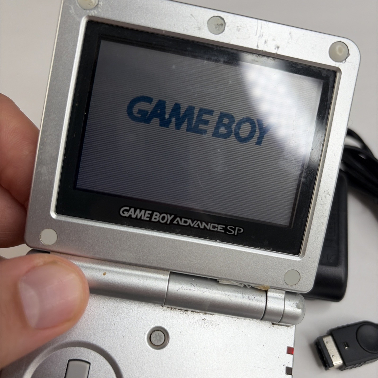 Gameboy Advanced sp GBA Platinum Silver Ags-001 Tested US Model