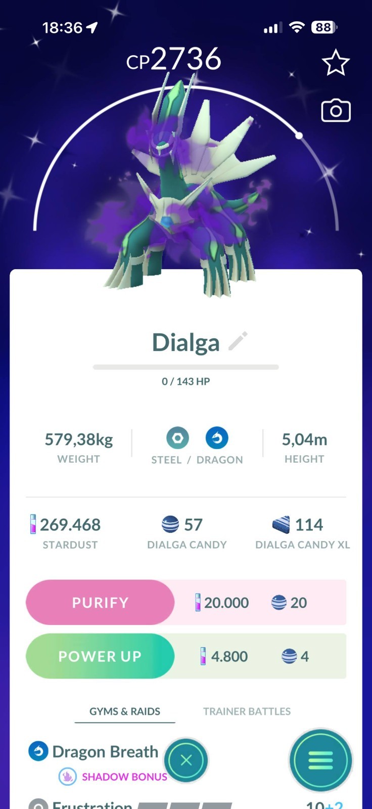 Pokémon PTC GO – Shiny Shadow Dialga ✨- Read Description 💥