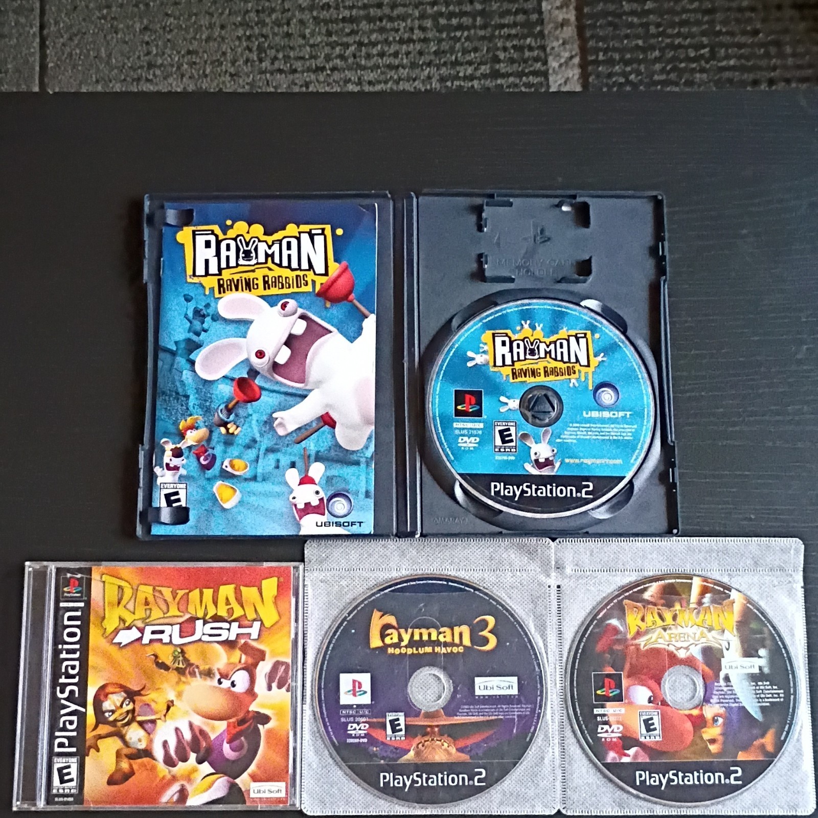 PS2 & PS1 Rayman Lovers’ Lot-Rayman 3, Rush, Arena & Raving Rabbids (All Tested)