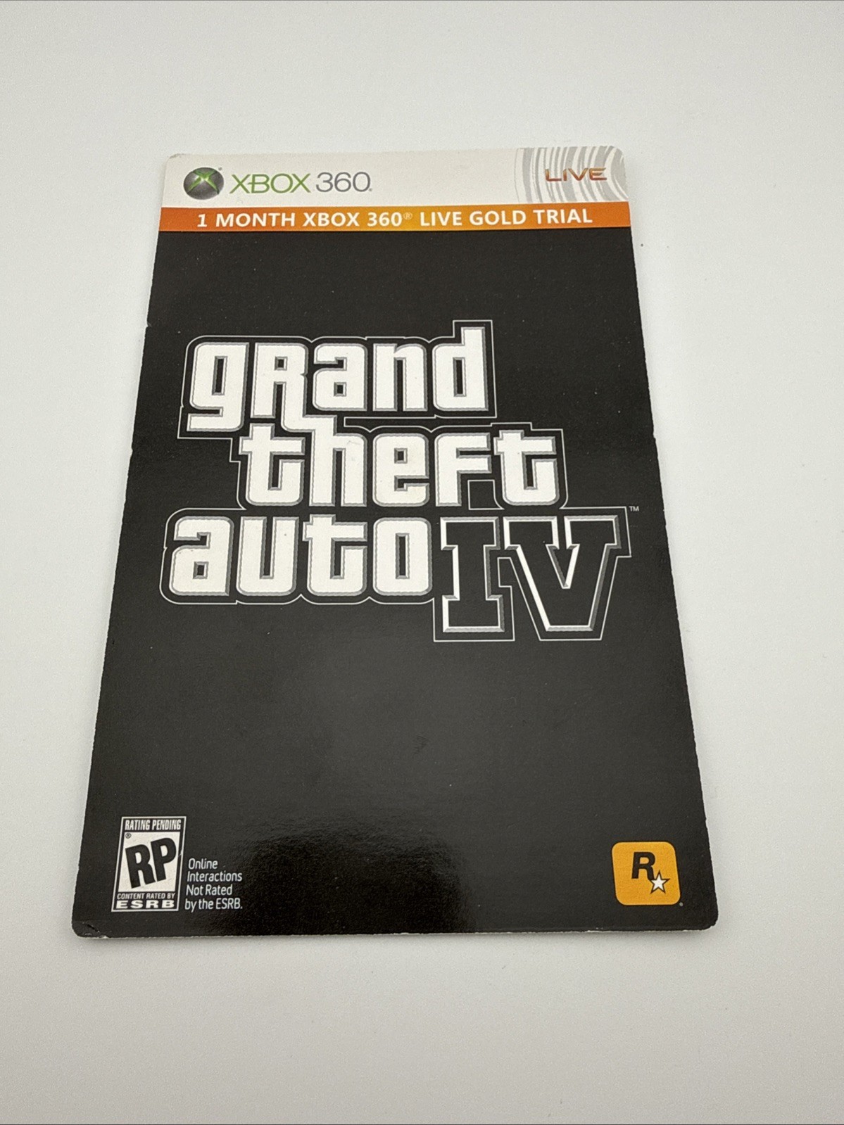 New Unscrathed Free 1 Month XBOX 360 Card Grand Theft Auto IV LIVE GOLD TRIAL