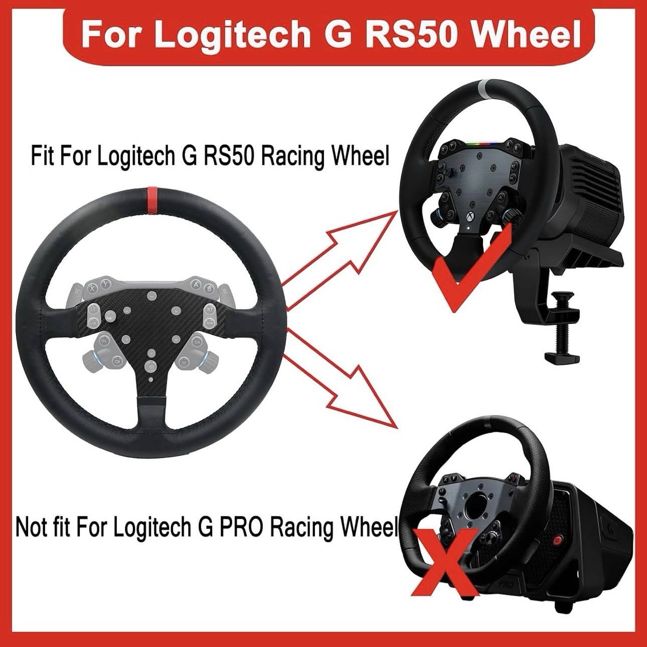 13-Inch GT F1 Suede Racing Steering Wheel Mod For Logitech G RS50 System