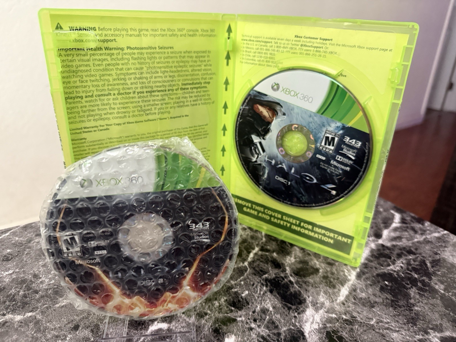 Halo 4 Xbox 360 Complete 2 Disc Set CIB Case Manual HND-00040 NTSC Microsoft 343