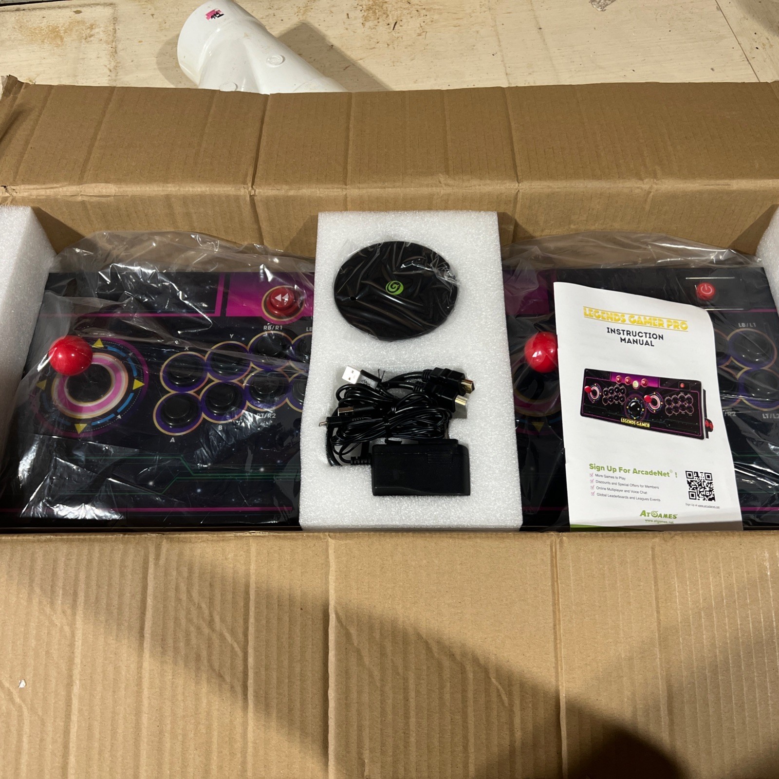 AtGames Legends Gamer Pro Arcade Controller Wired USB for PC Black/Purple 2P