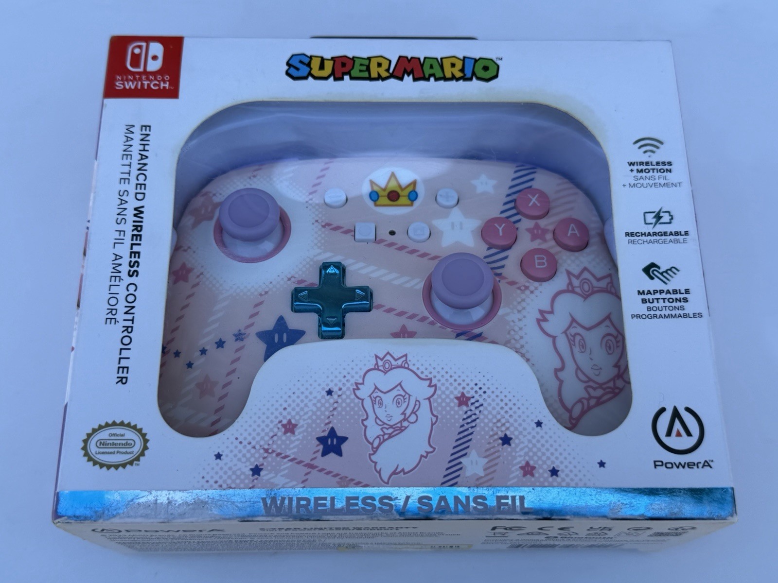 New Nintendo Switch Princess Peach Wireless Controller PowerA Enhanced Mario NEW