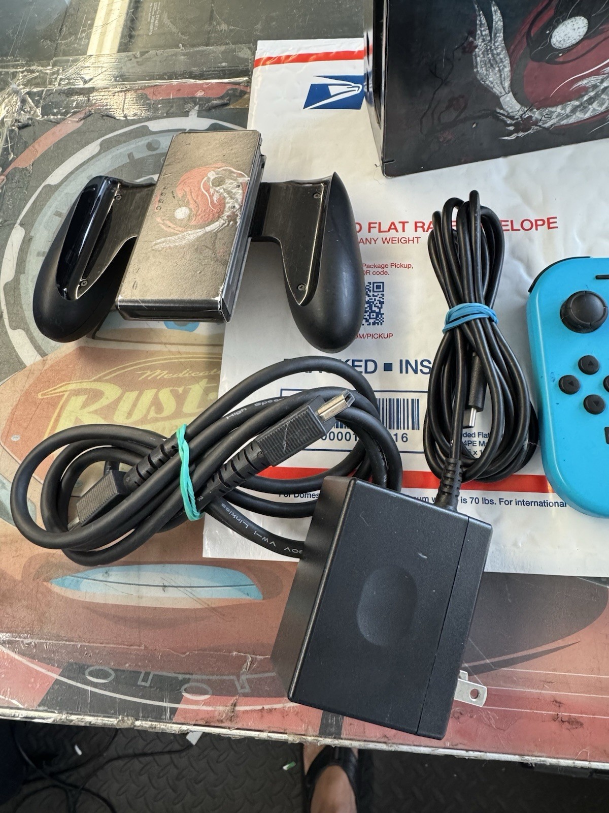 Nintendo Switch HAC-001 Neon Blue Red Console w/ 64GB microSD Card Tested Works