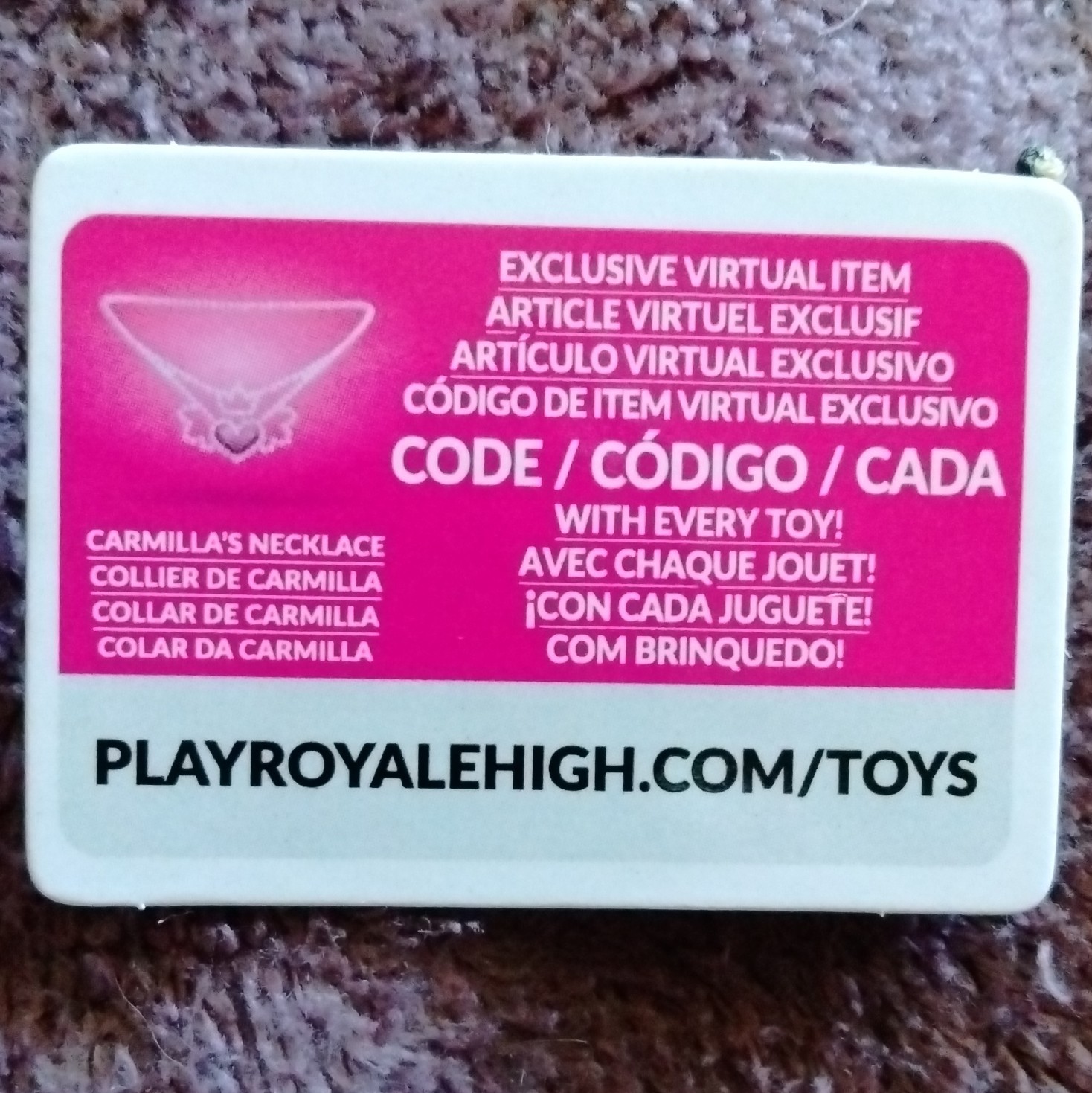 Royale High Carmilla’s Necklace Virtual Item Code Roblox CODE ONLY Kitty Klaws
