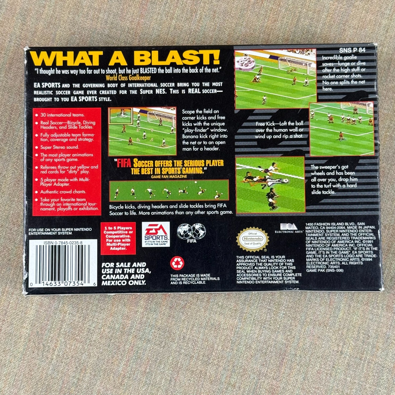 FIFA International Soccer Super Nintendo SNES Complete In Box CIB Authentic
