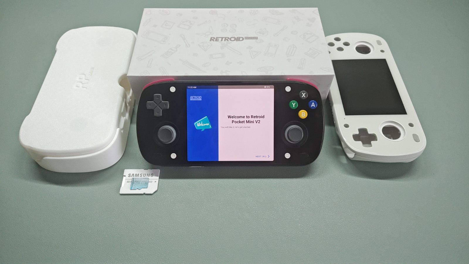 Retroid Pocket Mini w/ V2 Screen + 256GB microSD, Clipshield + Orig Screen/Shell