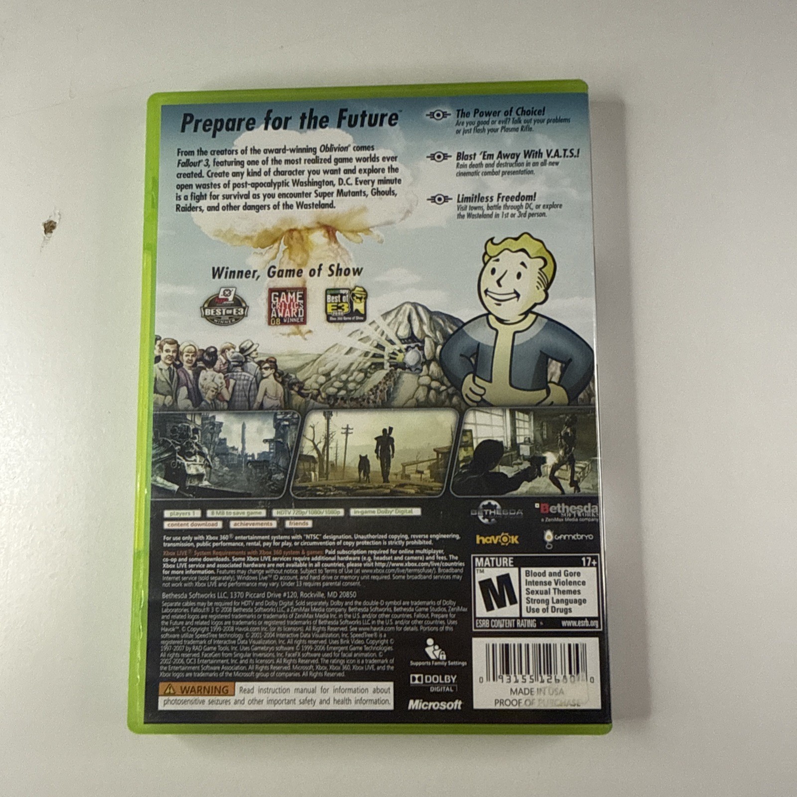 Fallout 3 – Microsoft Xbox 360 2008 Complete Video Game Tested Bethesda