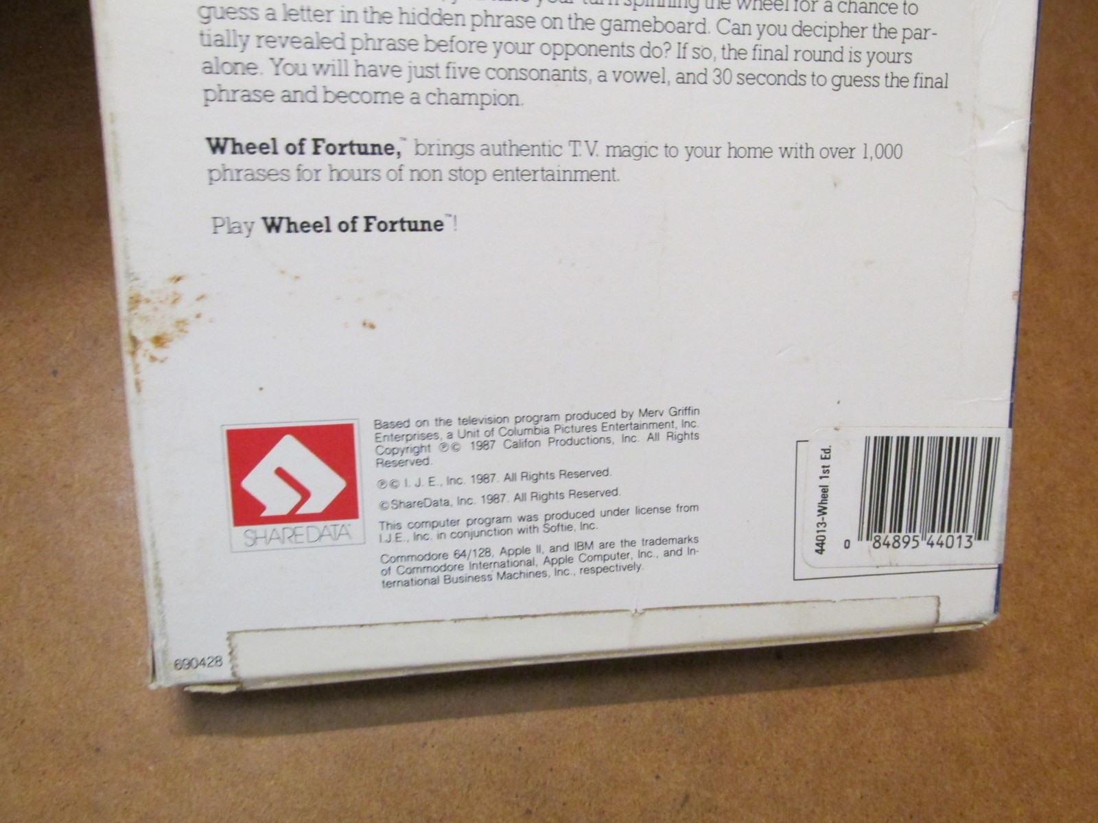Wheel of Fortune PC Game IBM Tandy 1000
