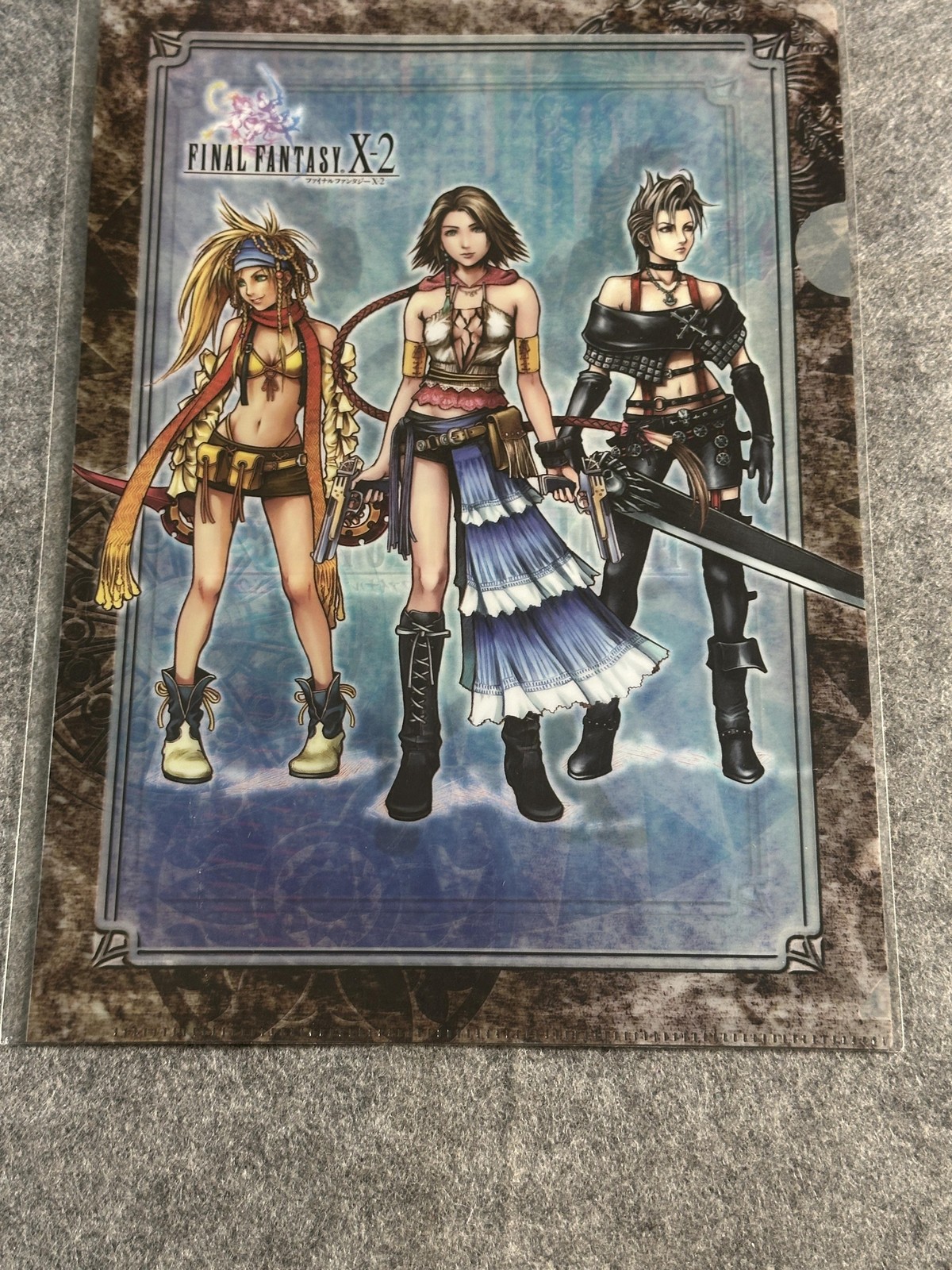Vintage Final Fantasy X-2 Clear File Folder Yuna Rikku Paine Square Enix Glossy