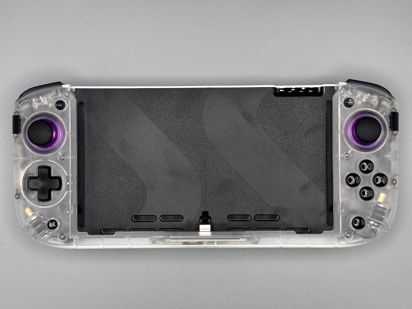 CRKD Nitro Deck+ Clear White Edition Purple Joystick Accents Nintendo Switch