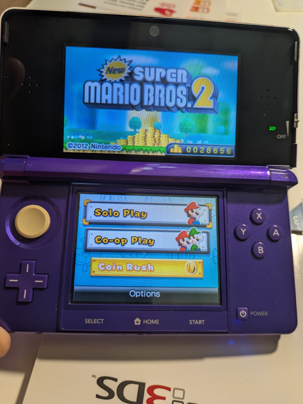 Nintendo 3DS Midnight Purple System in Box No Charger* Mario 2 Included*Used*