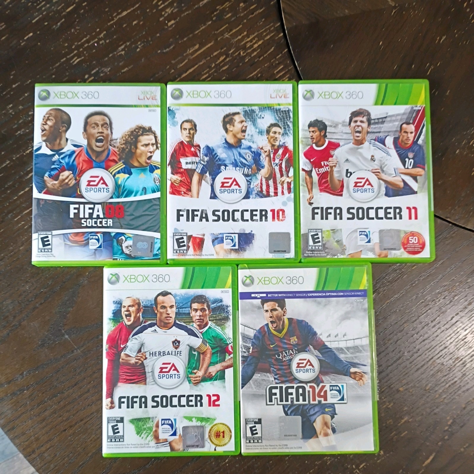 Xbox 360 Fifa 08,10,11,12,14 Game Lot Bundle Soccer Football