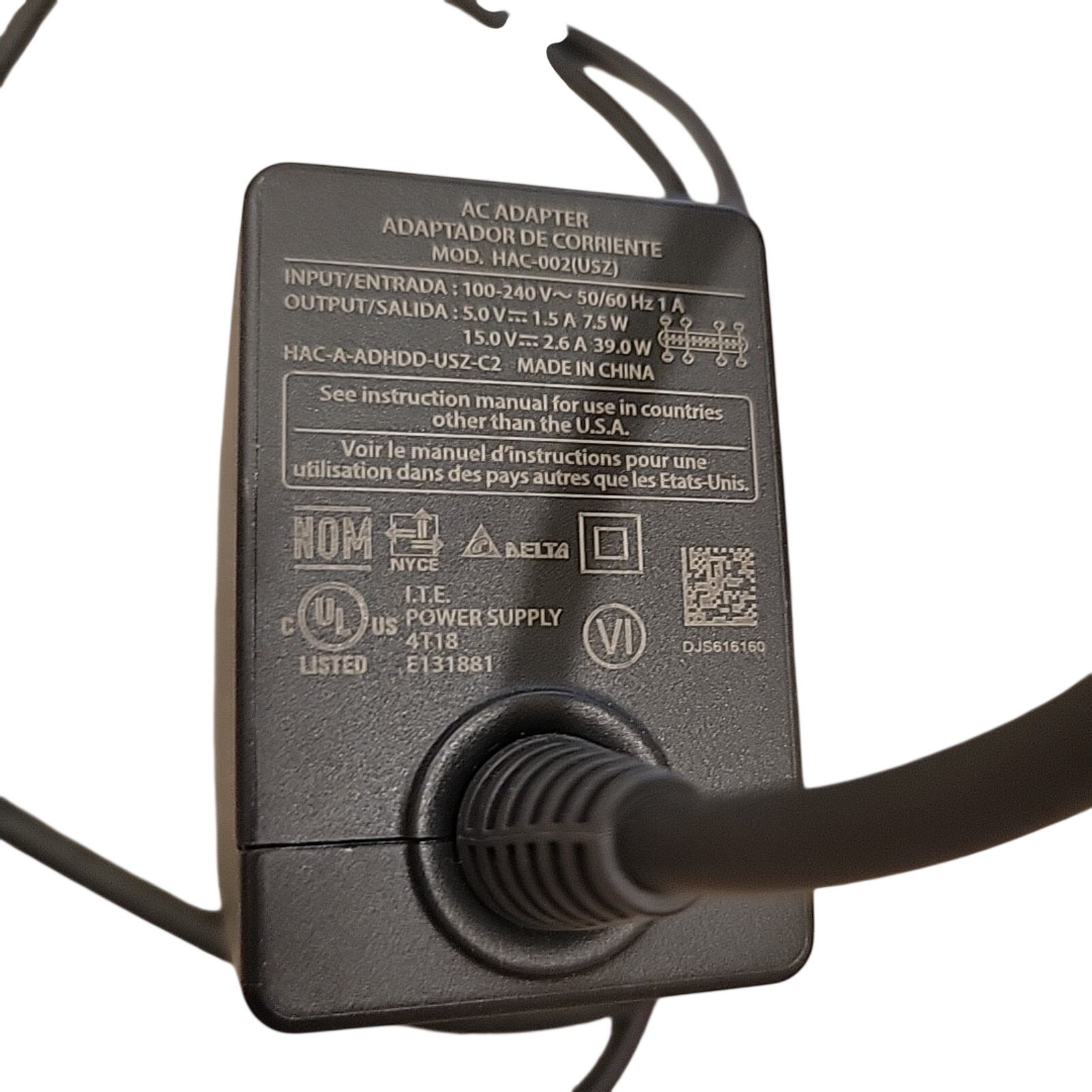 Original Genuine Nintendo HAC-002(USZ) AC Power Adapter Charger For Switch USB-C