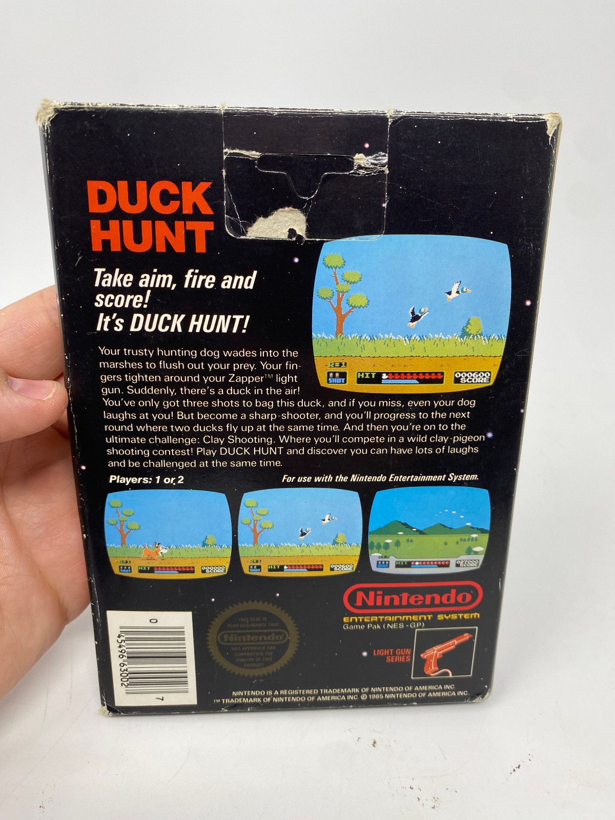 Duck Hunt Nintendo NES, 1985 5-Screw Unpunched Hangtab Complete CIB BLACK BOX