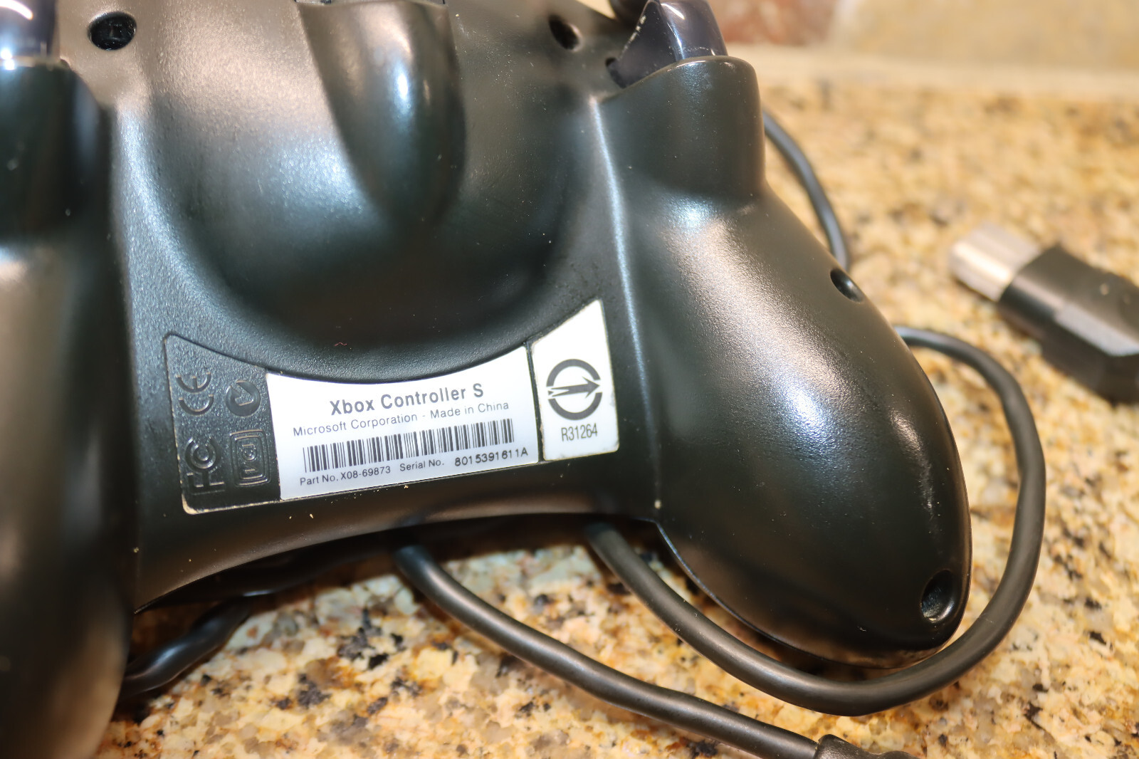 Microsoft Xbox Genuine Black Controller S X08-69873 OEM Wired w/ Breakaway Cable