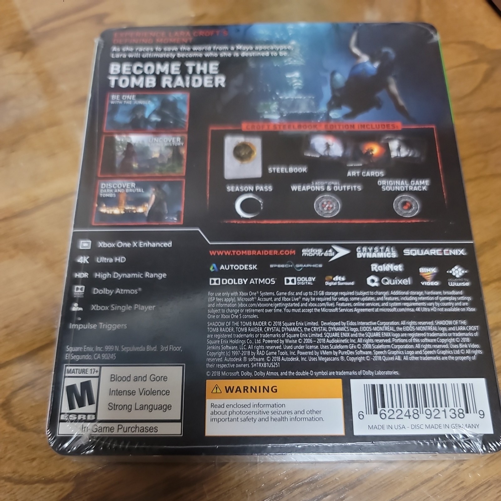 BRAND NEW Shadow Of The Tomb Raider SteelBook Edition Microsoft Xbox One SEALED