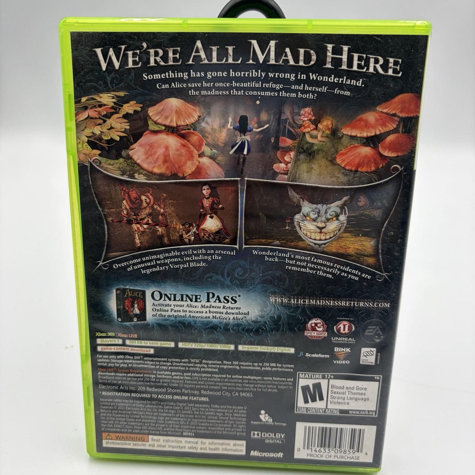 Alice: Madness Returns Xbox 360 CIB Complete Tested