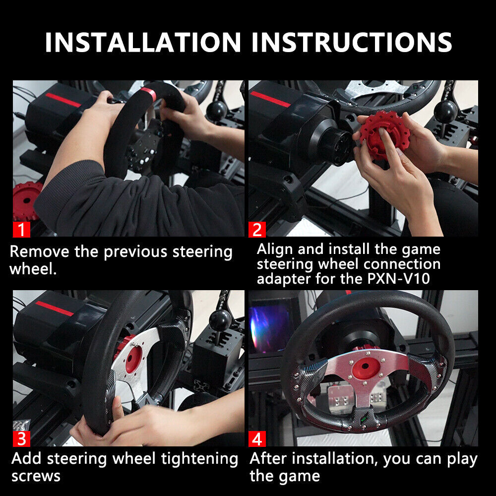 New Black/Red 74mm Steering Wheel Adapter Converter for PXN V10 Steering Wheel