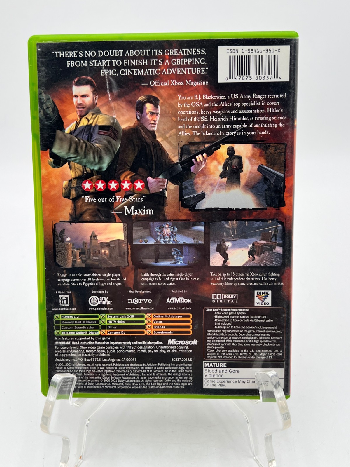 Return to Castle Wolfenstein Tides of War Xbox Complete CIB Tested Authentic