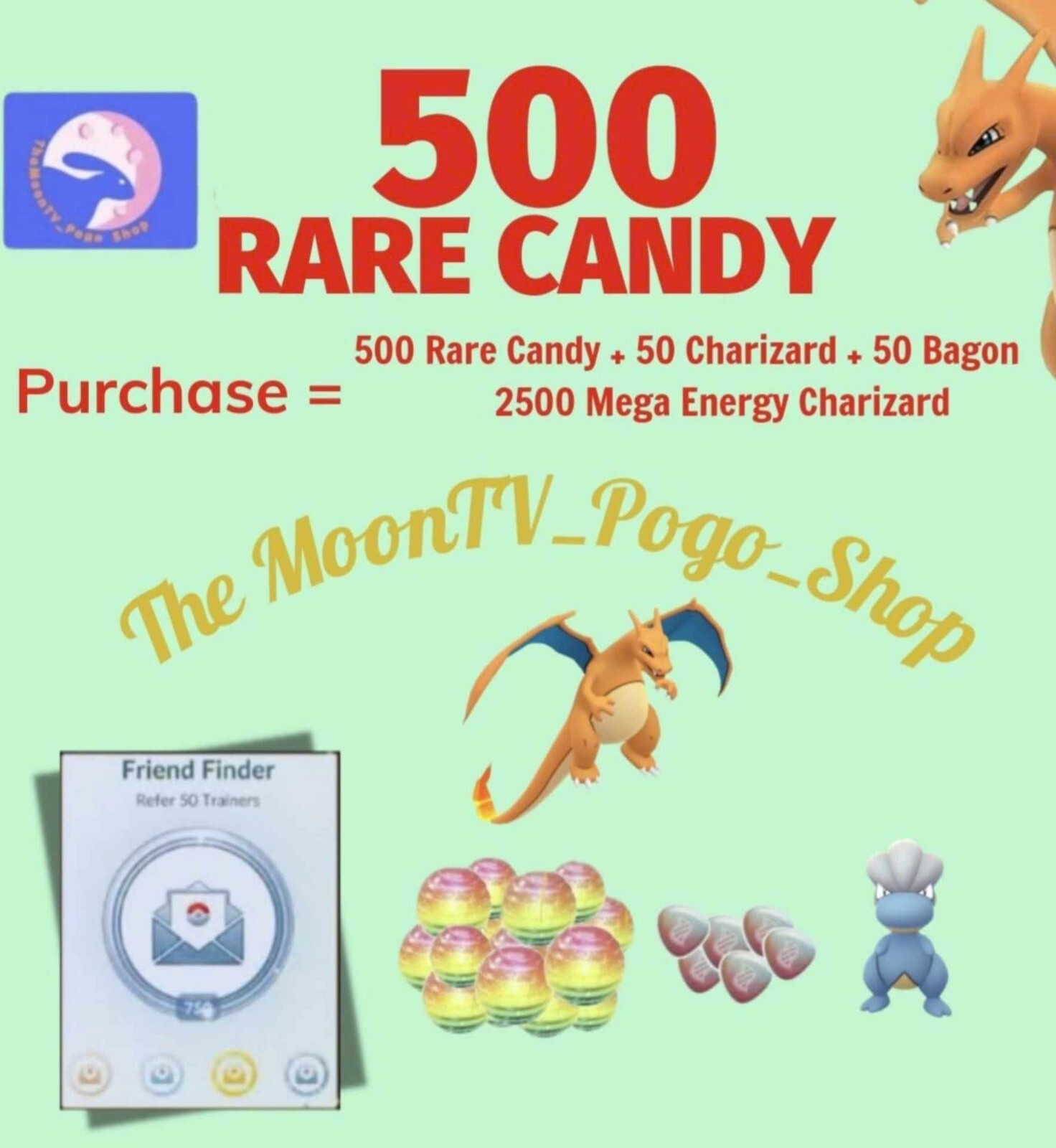Pokémon Go-500 RARE CANDY- Friend Finder Medal-FAST SALE-COMPLETED WITHIN 24hrs