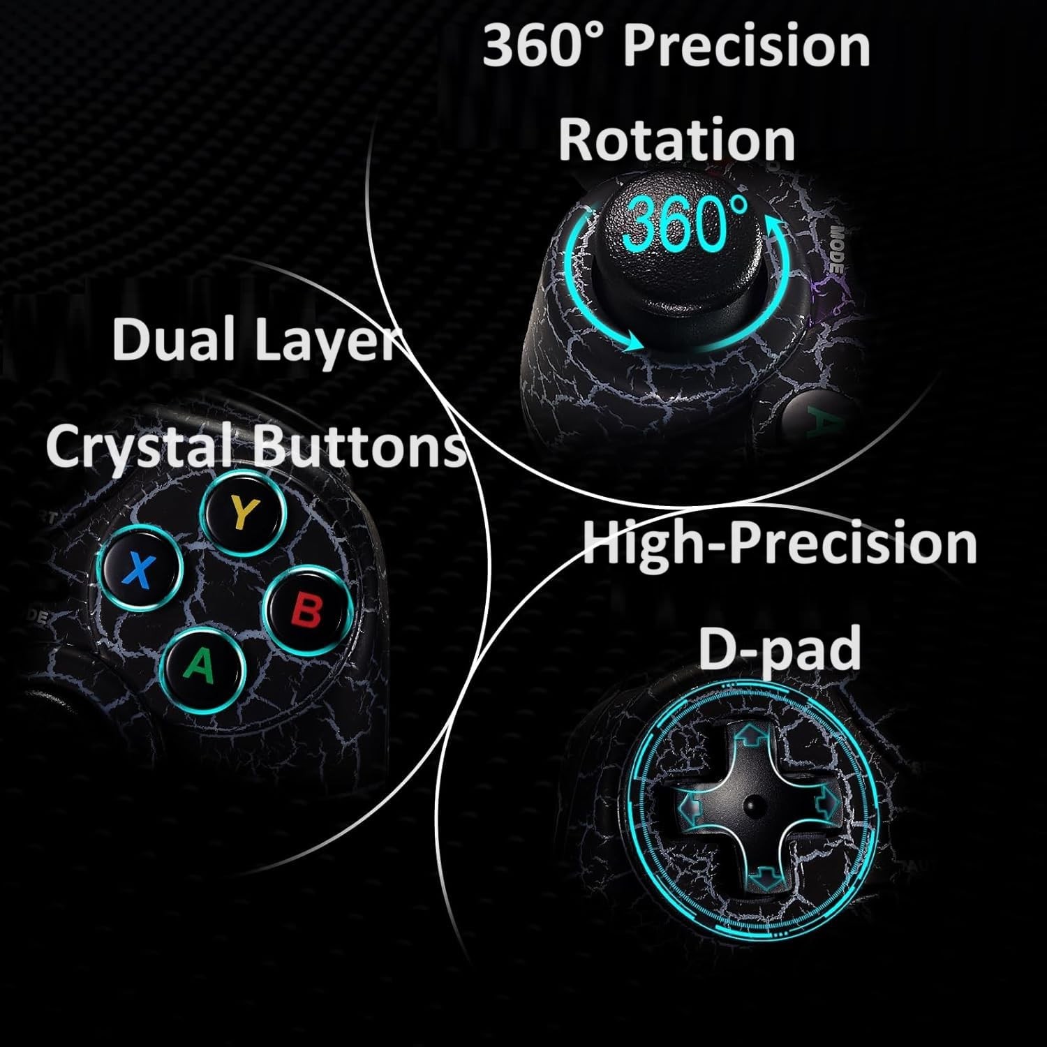 PC Wireless Gaming Controller Colorful LED Vibration TURBO LED Vibration Motor