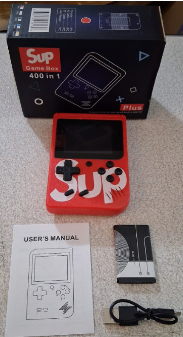 Gift Idea! Plus Game Box 400 in 1 Plus Rechargeable Handheld Gamepad Red