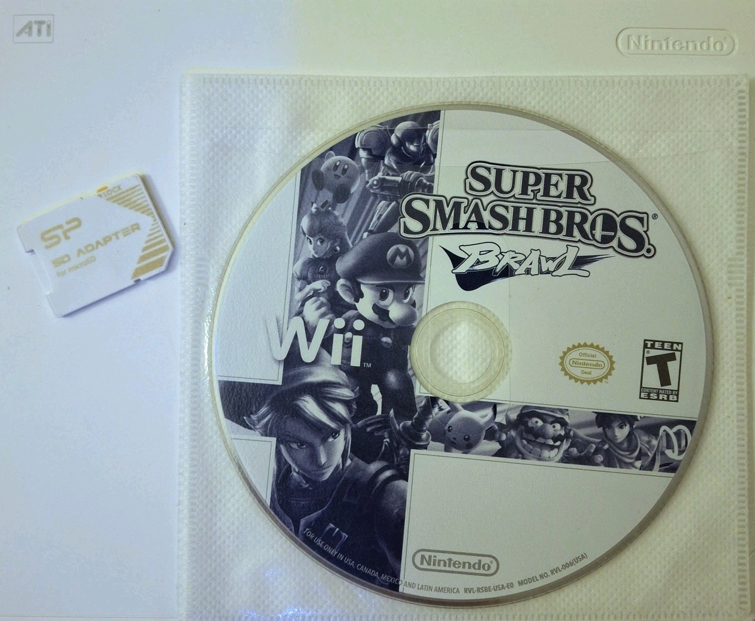 Nintendo Wii Console + Super Smash Bros Brawl, Pedestal, & SD Adapter (RVL-001)