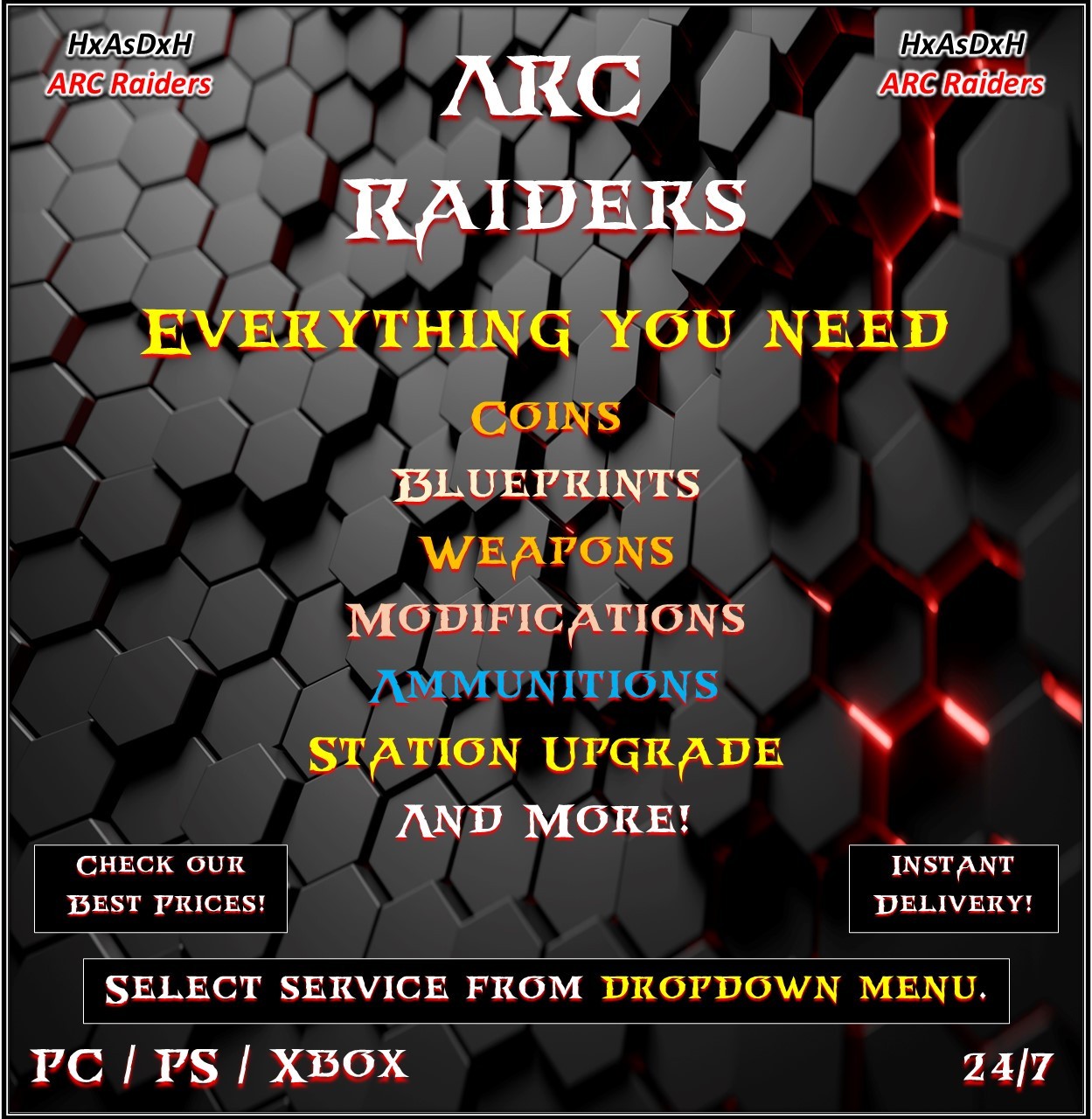 ✨ARC Raiders✨Blueprints✨Coins✨Weapons✨Ammo✨Mods✨Station Upgrade✨Augments✨24/7✨