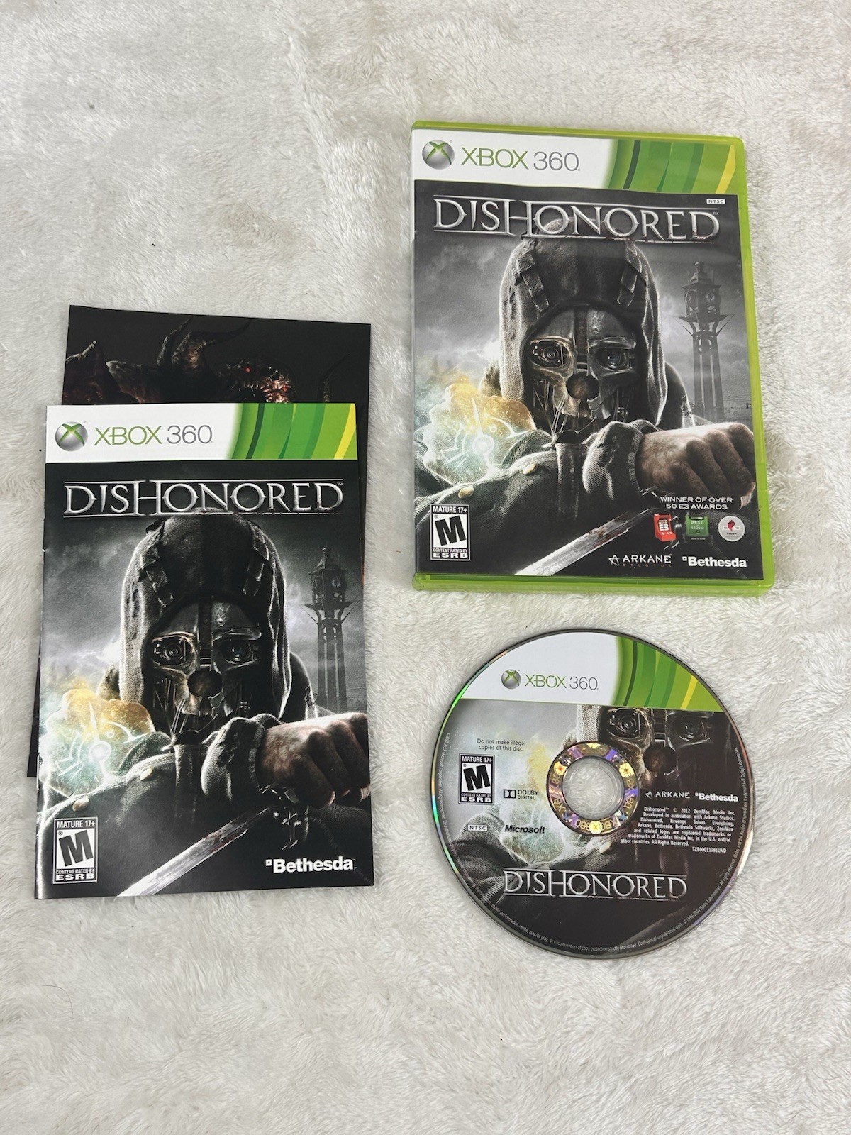 Dishonored (Microsoft Xbox 360, 2012) Complete with Manual Tested