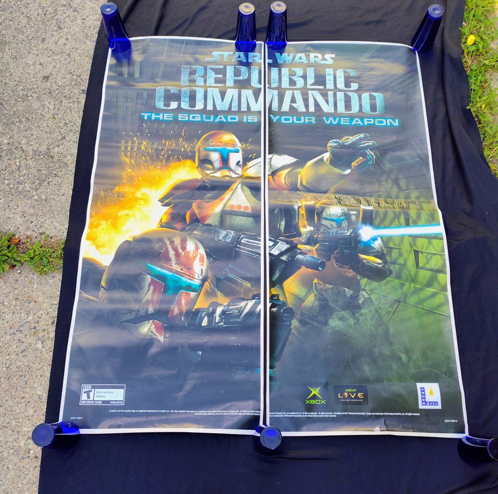 RARE Original Star Wars Republic Commando 2-Piece Vinyl Banner Xbox Promo 4x5ft