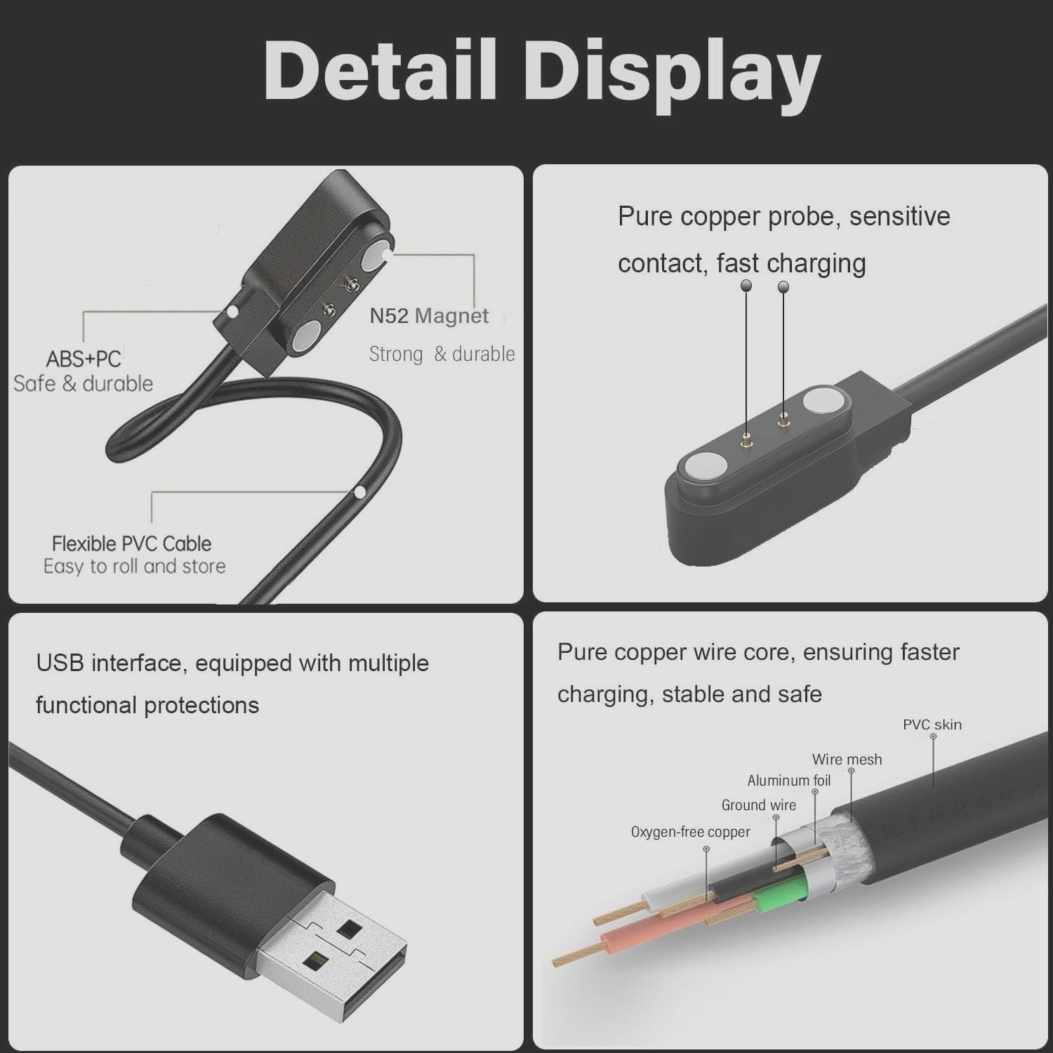 Smart Glasses Charger,1 Pack Compatible with SmartGlasses Charging Cable Magn…